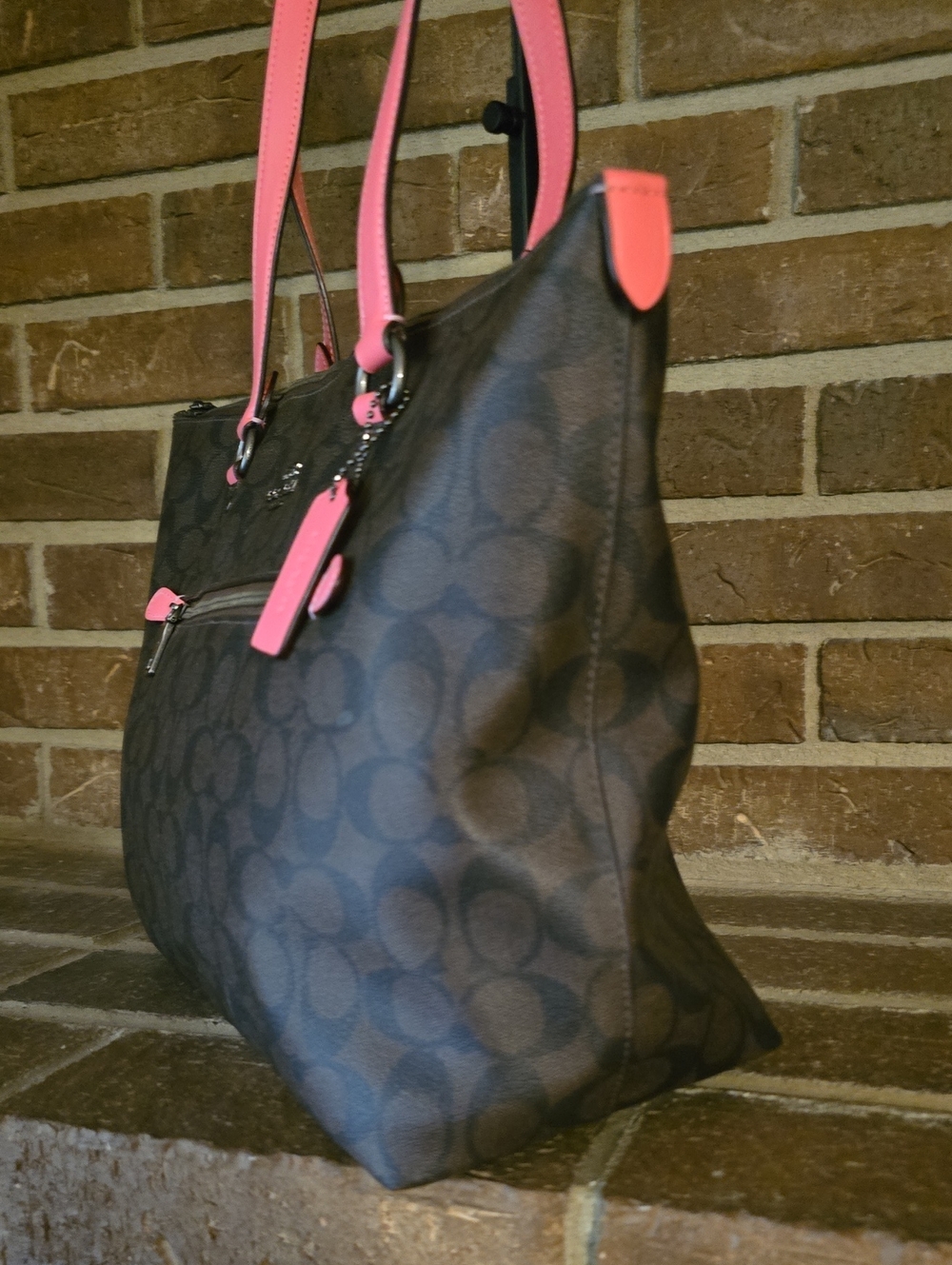 Coach Gallery Tote In Signature Canvas Brown Pink - Picture 3 of 7